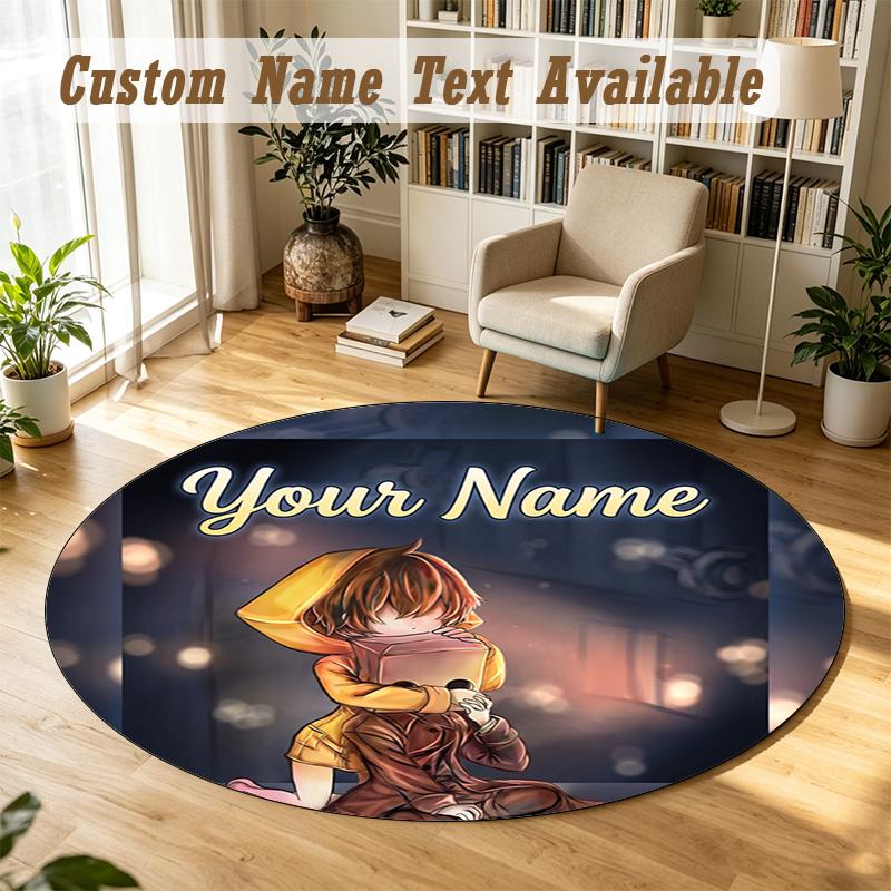 Little Nightmares Six Mono Personalized Round Rug Support Custom Name, Soft Home Decor Mat