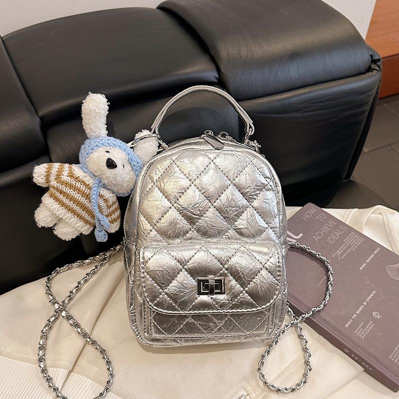 Schoolbag jogo embroidered grid chain mini backpack women's new fashion versatile mini portable shoulder small backpack tide
