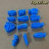 12pcs DIY Pottery Clay Stamps Fish Marine Algae Shapes Plastic Seals Ideal for Kids Creative Classroom Ceramics Projects