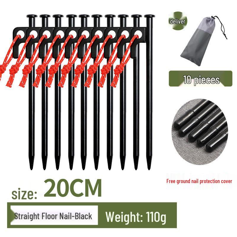 Steel Tent & Tarp Pegs: Thickened, Windproof, Long Camping Peg Set for Outdoor Use
