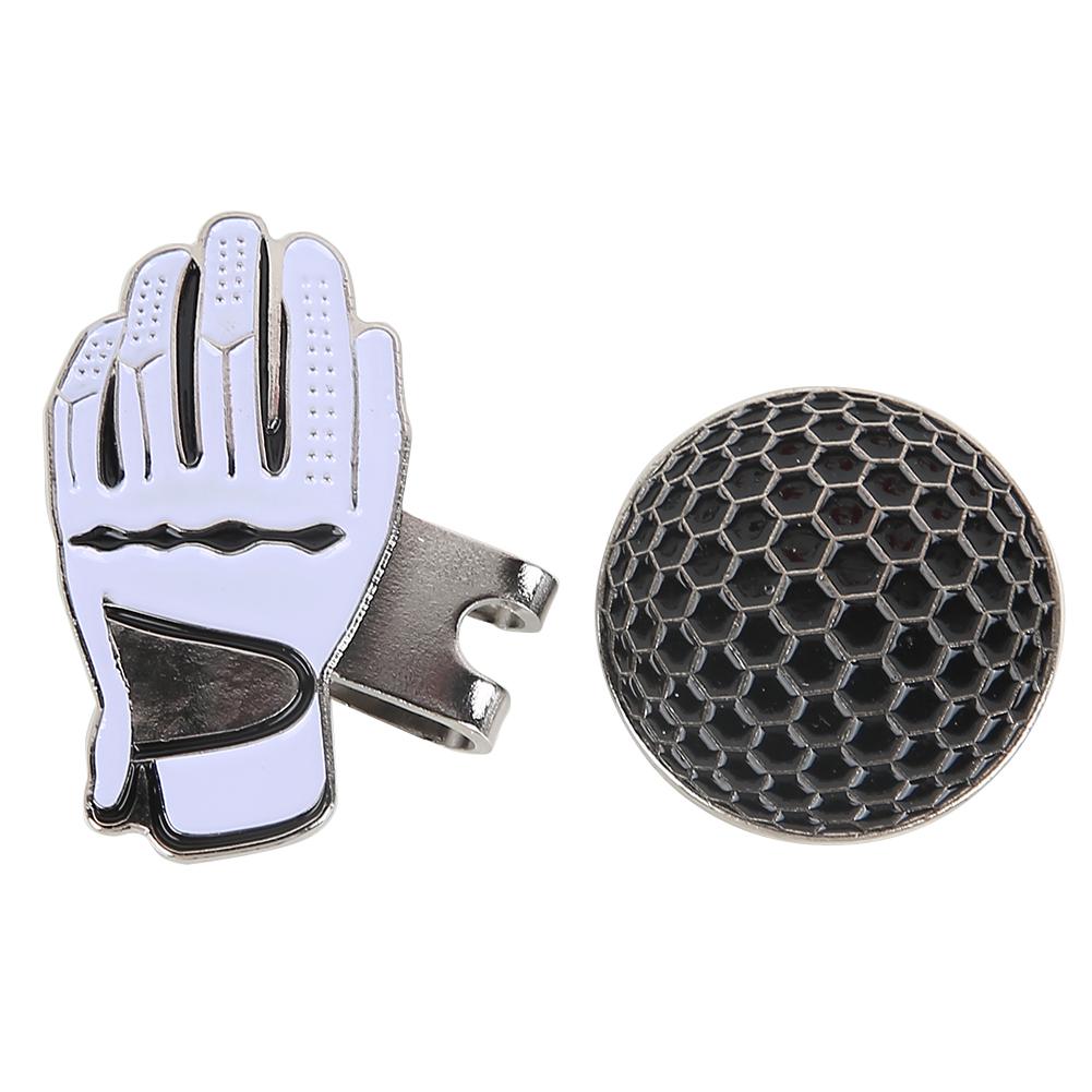 Mini Glove Shaped Stainless Steel Golf Hat Cap Clip with Magnetic Ball Marker Black   White
