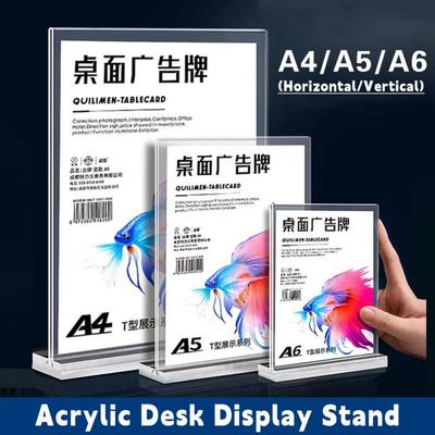 Duurzaam A4/A5/A6 Bureau Display Stand Dubbelzijdig Helder Transparant Menu Stand Houder Acryl Prijslabel Display Rek Restaurant