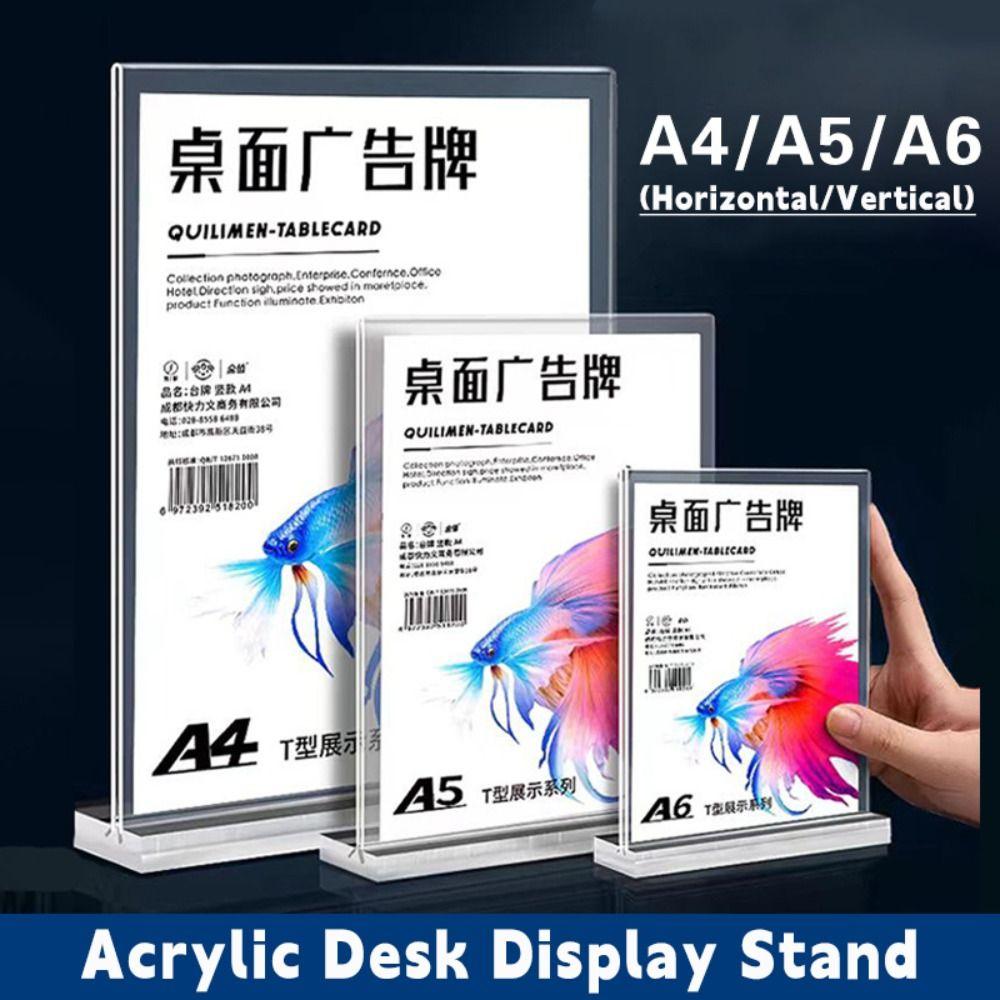 Duurzaam A4/A5/A6 Bureau Display Stand Dubbelzijdig Helder Transparant Menu Stand Houder Acryl Prijslabel Display Rek Restaurant
