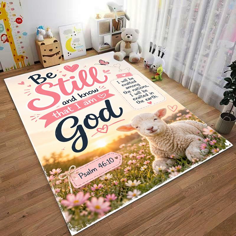 Be Still and Know God Psalm 46:10 Non-slip rug suitable for living room and bedroom sofas