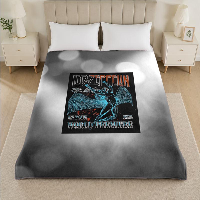 Coperta in Flanella con Stampa Led Zeppelin Morbida e Leggera Coperta Plaid in Peluche per Letto Divano Uso Domestico