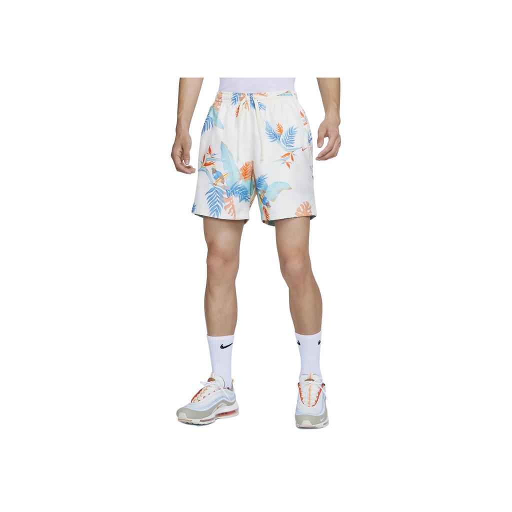 Nike Elastic Waistband Casual Shorts With Botanical Print Men Bottoms White FQ0350-110