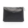 Used Large Shopping Pouch Business Bag Clutch Bag Leather Black Used Women