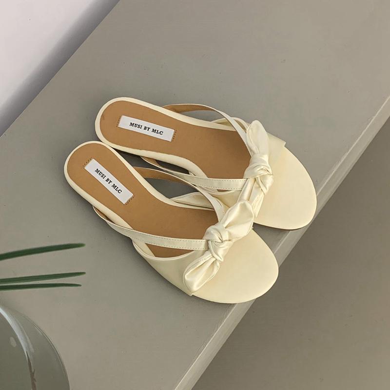 

Fashion SUOJIALUN 2025 Summer New Brand Women Slipper Fashion Bow-knot Slip On Ladies Sandal Shoes Flat Heel Outdoor Casual Dress Slide 35
