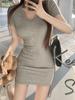 Women's Casual Summer Sweetheart Neck Slimming Dress - Solid Color, Cinched Waist, Short Skirt