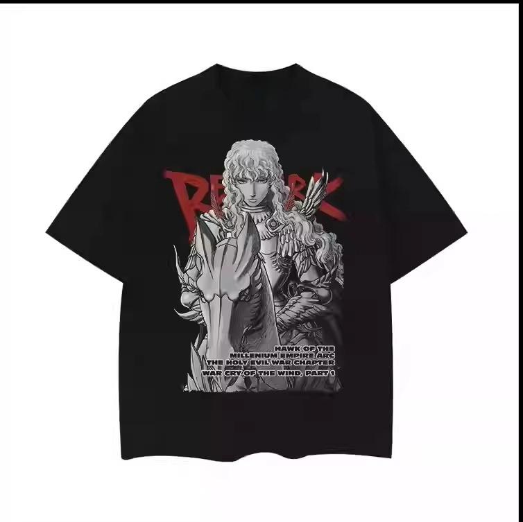 Summer Berserk Guts Griffith Anime TShirt Unisex Oversized Streetwear Cotton Short Sleeve Casual Tops for Unisex Women