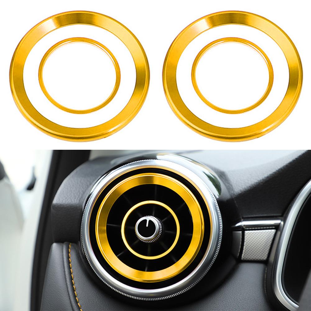 4Pcs Car Air Outlet Cover Interior Parts Circle Mouldings Chrome AC Frame Trim Decoration Accessories Auto
