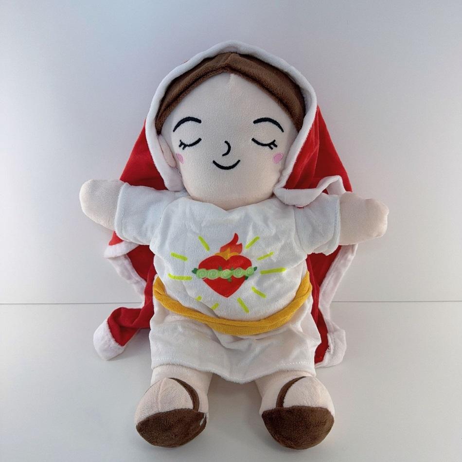 Breathing Jesus Virgin Mary Soothe Plush Toy Kids Soft Soothing Jesus Plushies Comforting Jesus Heart Toy Easter Christmas Gifts