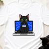Funny IT Support Cat T-Shirt, Black Cat Laptop Tee, Cat Lover Gift, Tech Support Shirt, Programmer Gift, Developer Tee, Office Humour T-Shir