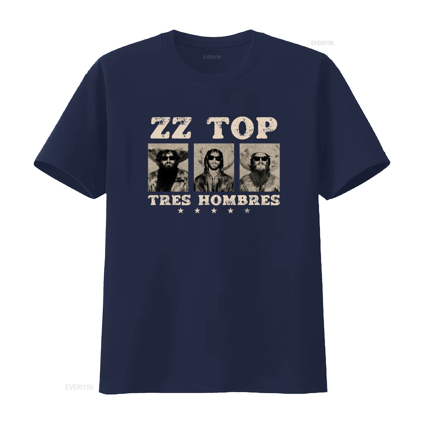 ZheXiong TEE Tres Hombres ZZ Top Retro Rock Blues La Grange Jesus Just Left Chicago T-shirt vintage Gewassen Uitgerekt heren mode Stijlvol XL