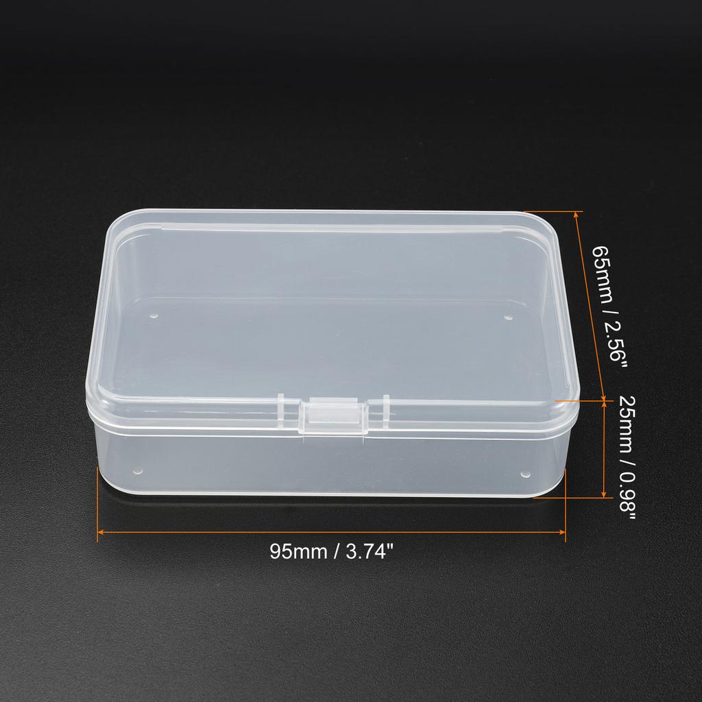 4pcs Clear Storage Container with Hinged Lid Plastic Case Container Rectangular Storage Box Packaging Box for Jewellry Beads Art