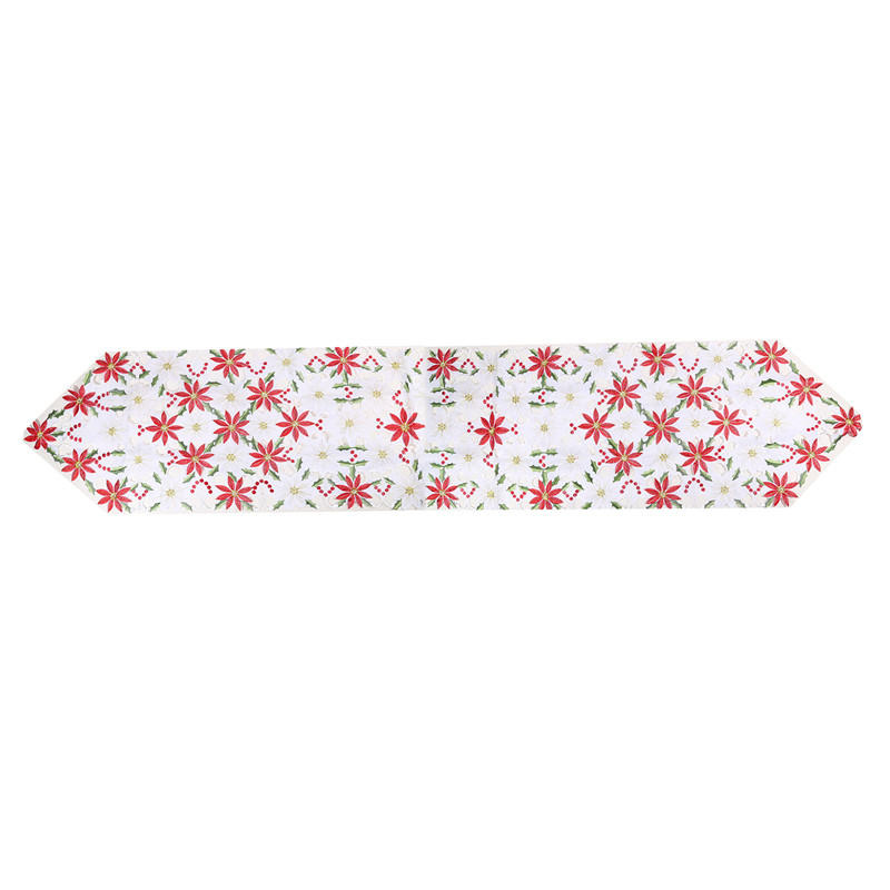 Christmas Decor Tablecloth Printed Embroidered Christmas 176*38cm Table Runners Table Flag for Home New Year Decoration