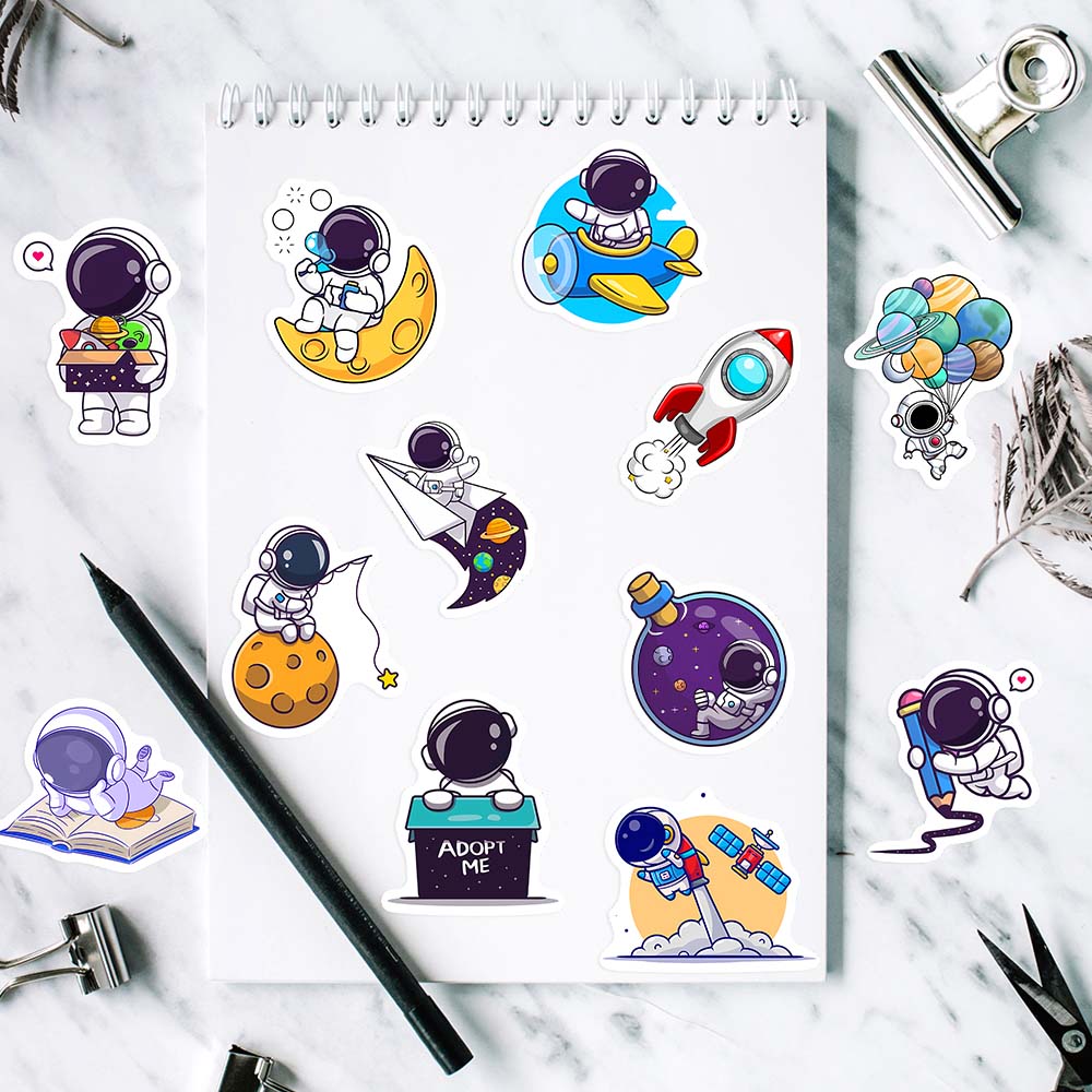 Cute Cartoon Astronaut Stickers Space DIY Kids Toys Gift Decoration Decal for Laptop Scrapbook Phone Luggage Bottles Waterproof
