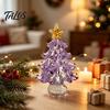 Small Festive Centerpieces for Dining Tables Decorative Glass Christmas Tree with Star Topper, Mini Table Ornaments Figurine, Creative Tabletop