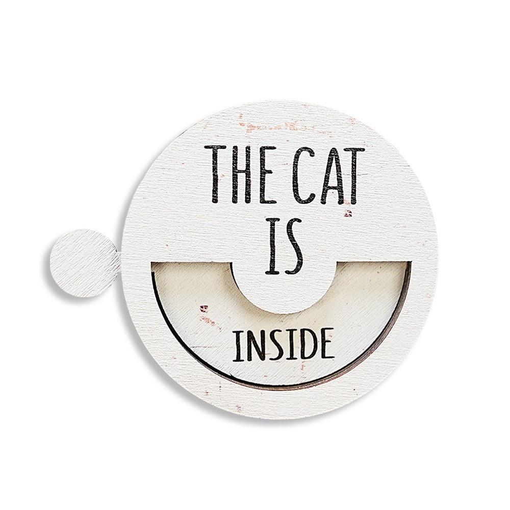 Convenient Wood Cat Door Sign Cute Magnet Pet Outside Reminder Round Decoration Dog In Out Sign Yard Door