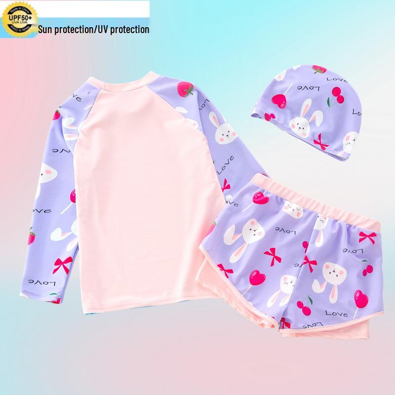 Kids' Cartoon Rabbit Sun Protection Swimsuit - 2-Piece Set for All Sizes