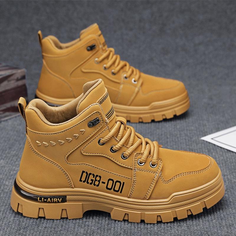 British Style High-top Martin Boots Men's Locomotive Tooling Shoes Autumn and Winter 2024 Men's Shoes Platform Heightening Shoes Men's