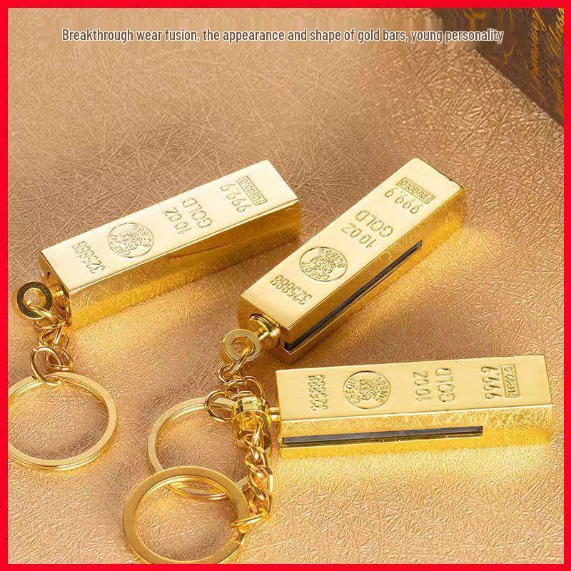 Breloc lingou de aur pe viață: Brichetă impermeabilă, din oțel inoxidabil, cu capacitate de 10.000 de lovituri