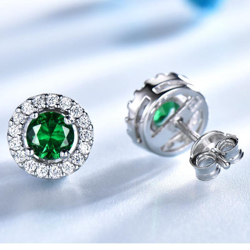 Gica Gema Bijoux Argent Sterling S925 Rond Personnalisé Classique Boucles d'Oreilles Puces Pour Femmes Bijoux Fins de Haute Qualité Cadeau pour la Saint-Valentin