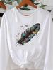 (Asian Size) butterfly flower cute Graphic Tee o-neck Print T Shirt Casual Clothing Women autumn winter spring Fashion Top Long Sleeve T-shirts