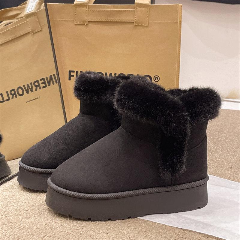 Fashion Classic Fur Boots For Women Winter New Snow Boots Outdoor Fashion Warm Plush Ankle Boots Women Thick Sole Padded Boots 2024