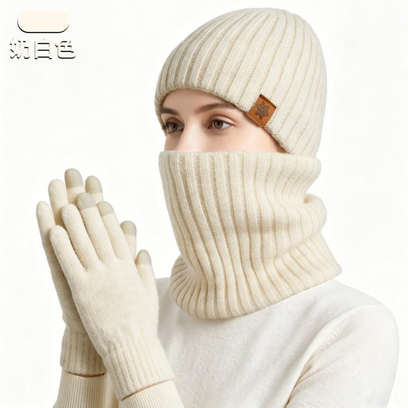 Womens Alpaca Wool Knit Hat Scarf Gloves Set Winter Warm Thick Lined Neutral Unisex Adult Accessories