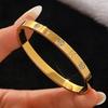 18K Gold-Plated Titanium Steel Zircon Bracelet for Women - Luxury and Colorfast Design