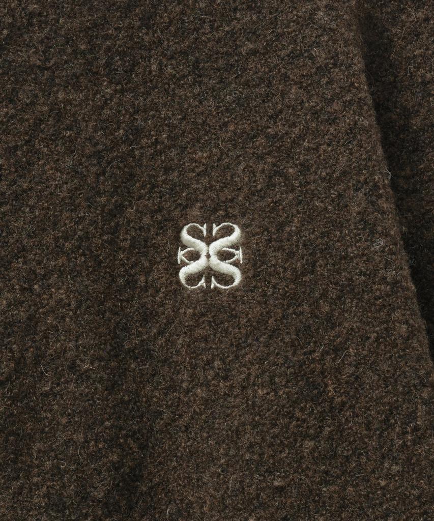 Seteo (W) Crop Half Neck Fleece Knit Zip-Up Brown