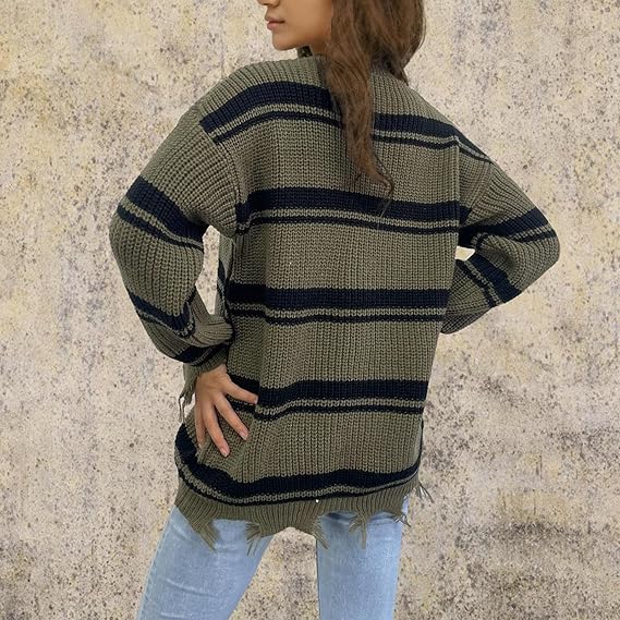 Women Warm Knitted Sweater Autumn Winter Edges Tassel Pullover Top Round Neck Oversize Sweater Sweatshirt Activewear