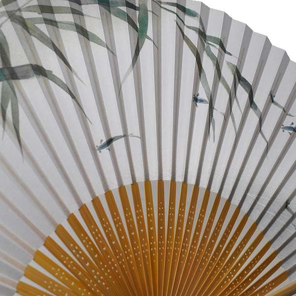 [Koshodo] Kyoto Style Folding Fan, Sasaayu (Sweetfish) Design, White Wood, Men's, 22cm