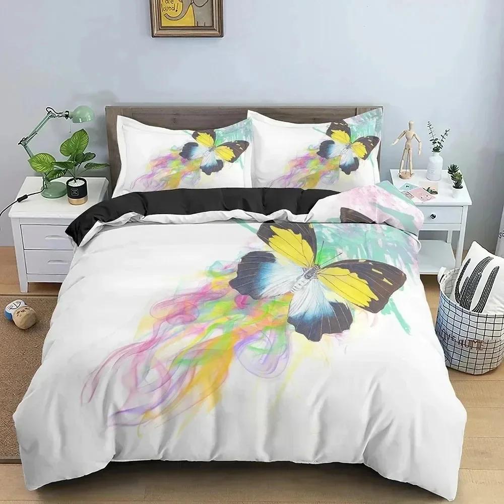 3D Print Butterfly Daisy Bedding Set Single Twin Double Queen King Cal King Size Bed Linen Set