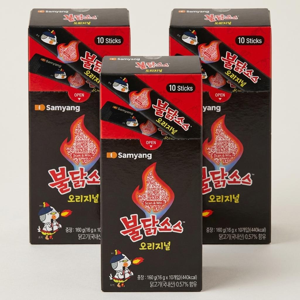 [Set] Samyang Official Buldak Spicy Sauce Sticks (16g X 20 Pcs) - Portable Viral Korean Fire Noodle Hot Sauce To-Go