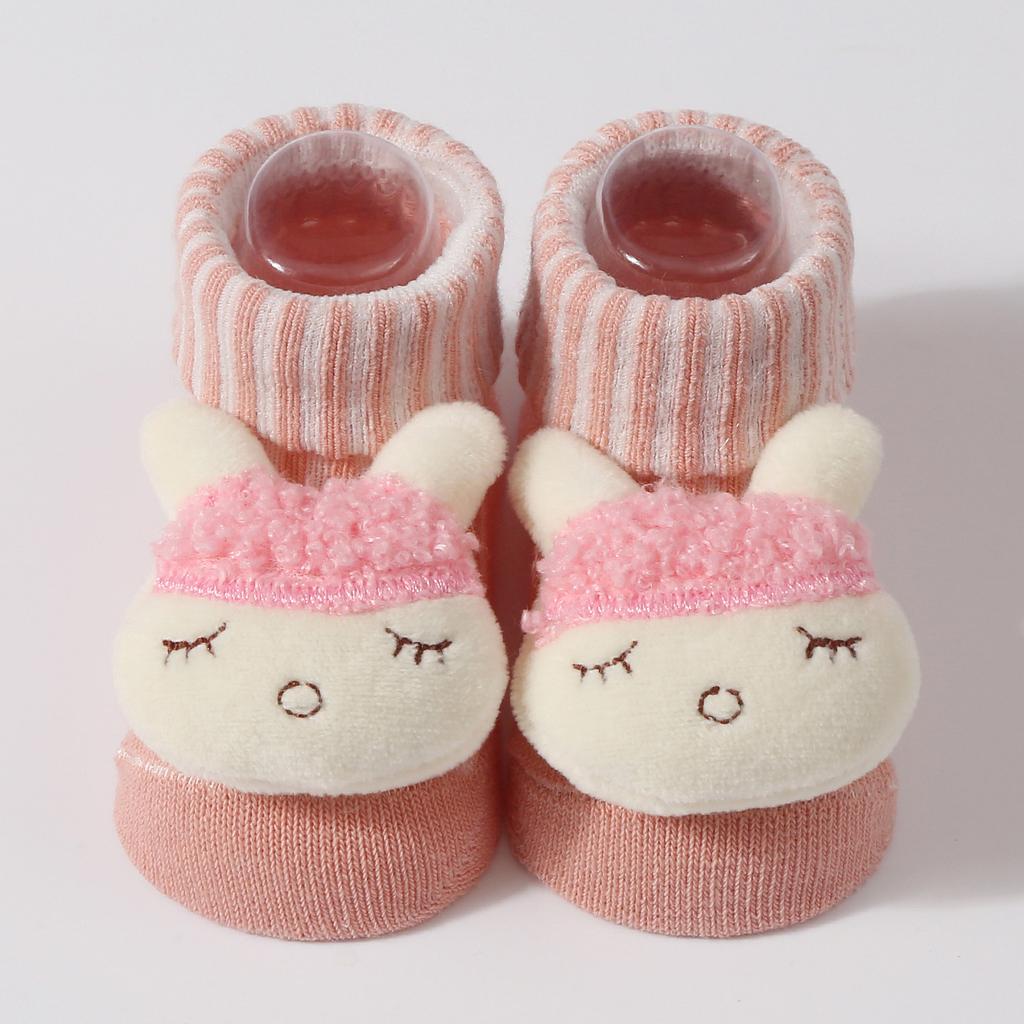 New Kawaii Cotton Soft Socks for Newborn Baby Cartoon Animal 3D Doll Socks for Girls Boys Infant Pink Short Socks 0-6 Month