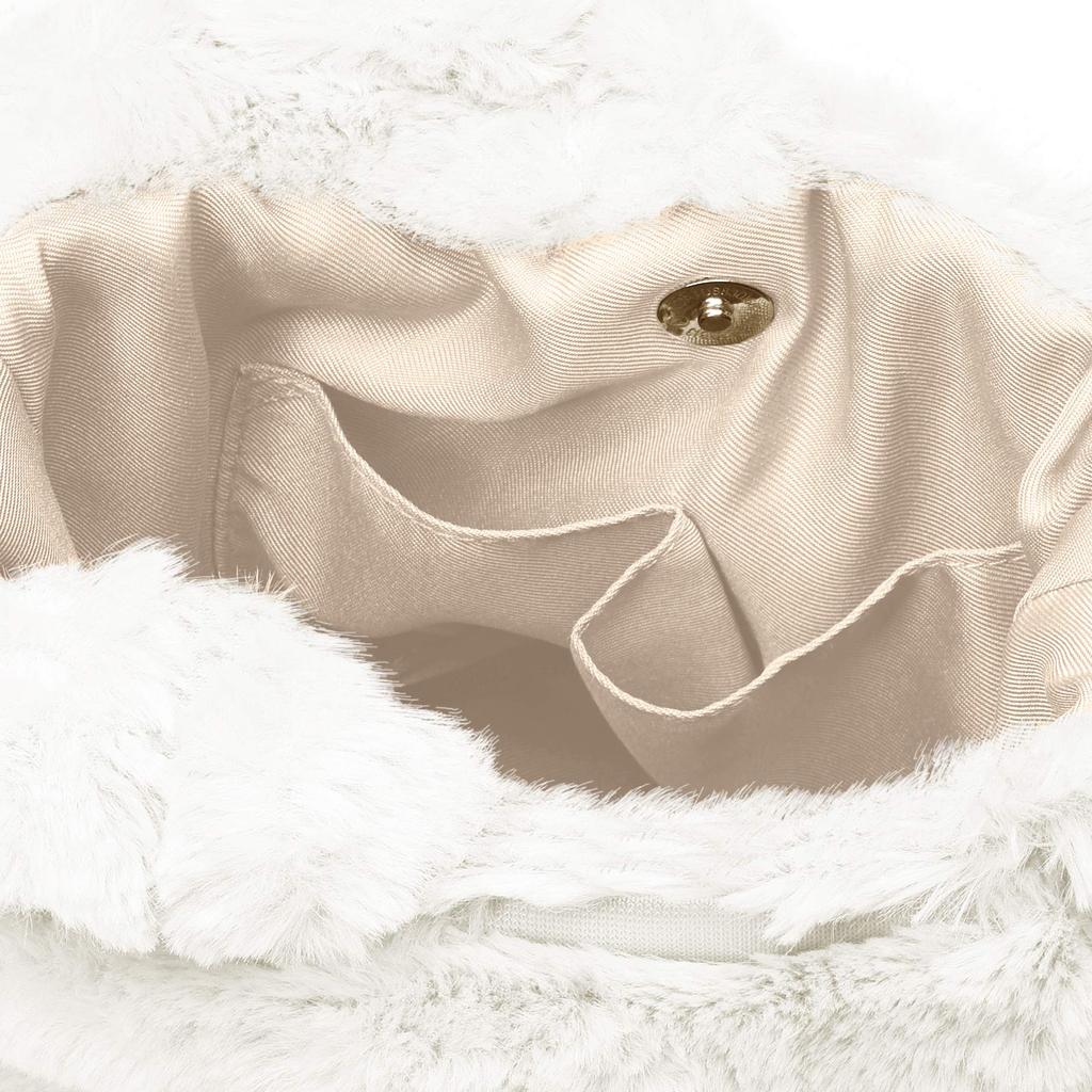 Fluffy tiered eco fur drawstring bag K376 White [Berish]