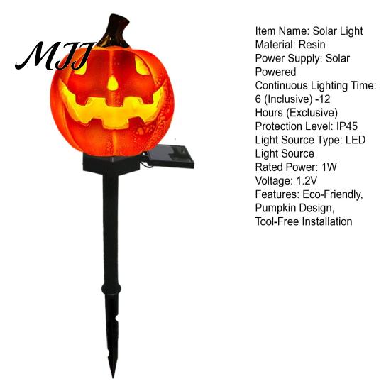 Rust Proof Metal Ground Insert Lights Solar Halloween Pumpkin Light, Waterproof Garden LED Outdoor Easy Install Soil Stakes Lamp with Stake