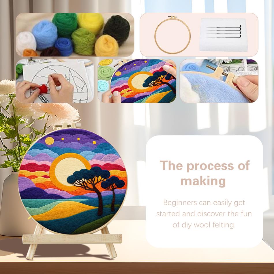 Funny DIY Wool Felting Embroidery Kit Felt With Pictur Ins Creative Flower Wool Needle Felt Set Home Decoration Art Craft