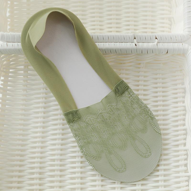 Summer Thin, Seamless, Invisible Socks for Women, Silicone Anti-slip and Non-dropping Ankle Socks, Anti-slip Lace Women's Boat Socks