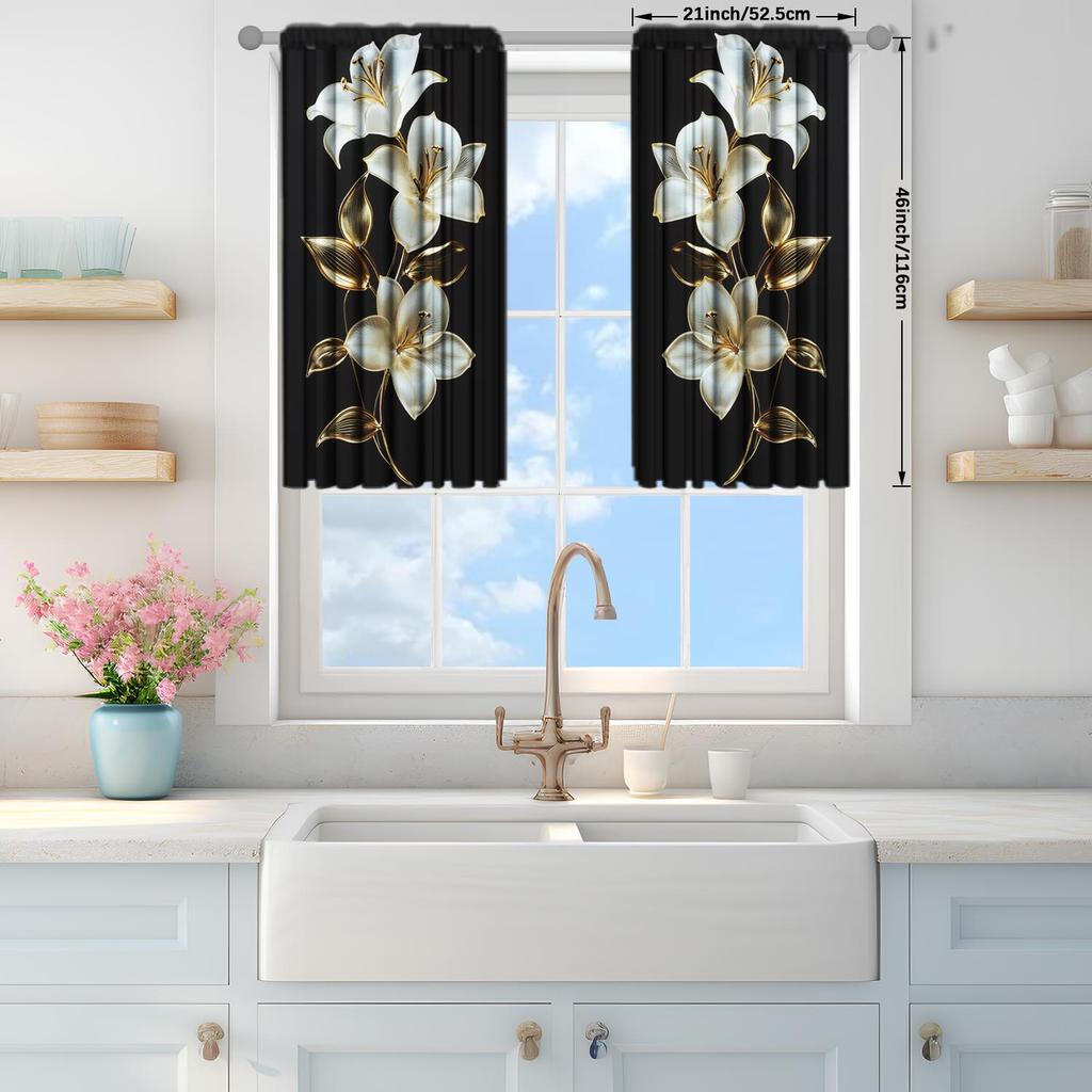 2pcs Luxurious and Gorgeous Lily Jewelry Curtains   Versatile Design Suitable for Any Style   Creating a Peaceful Living Space