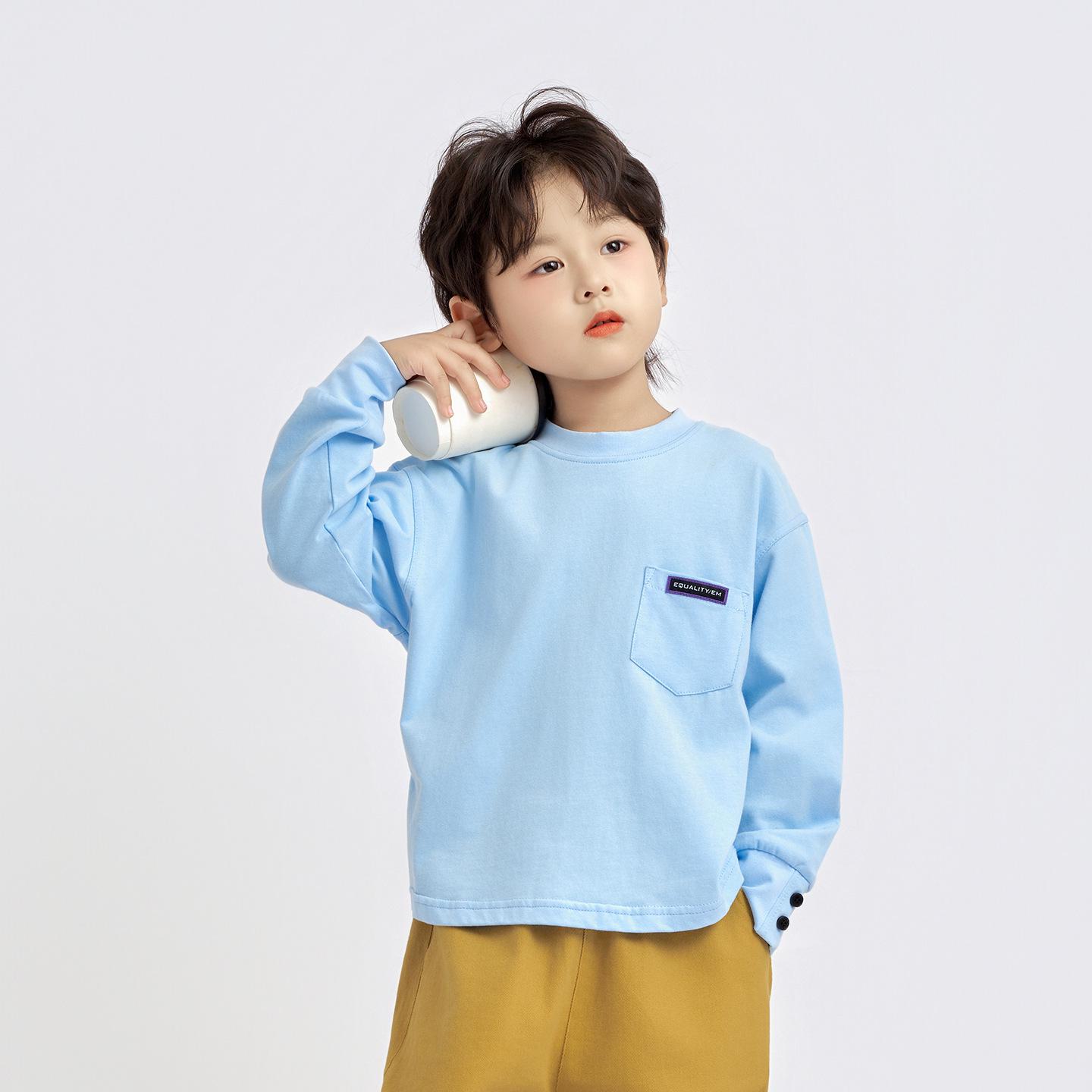 

Boys Long-Sleeve Cotton T-Shirt - 2025 Autumn Korean Style Fashion Trend 110cm світло-синій колір