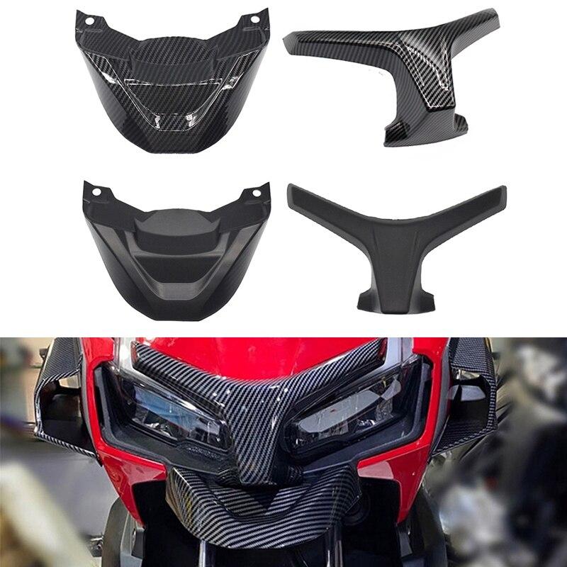 Carbon Fiber Style ABS Front Fairing Nose Beak Winglet Extension Kit for Honda ADV150 2019-2020 Aerodynamic Protection Exterior Modification