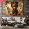 African Woman World Map Vintage Travel Art Wall Tapestry Cultural Ethnic Decor Bedroom Living Room Global Style Tapestry