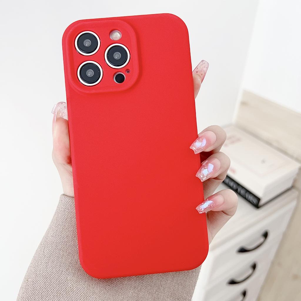 Liquid Apple Silicone Thickened Case Suitable for Apple 15PROMAX mobile phone case iPhone11 solid color 13/14