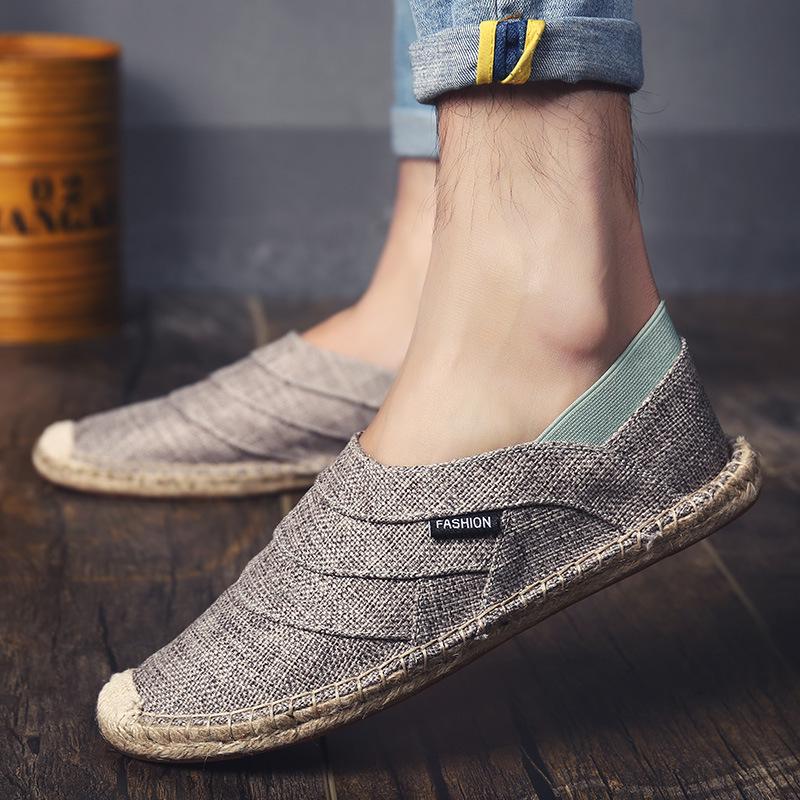2025 Herren Canvas Schuhe Sommer Atmungsaktiv Mode Lässig Flache Slipper Fahren Lazy Bequem Espadrille Fischer Leinen Schuhe 78