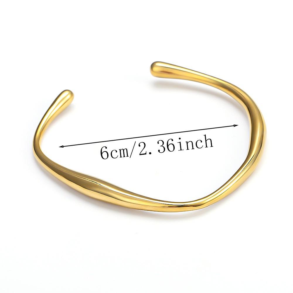 18K Gold-Plated Stainless Steel Geometric Open Bangle Bracelet