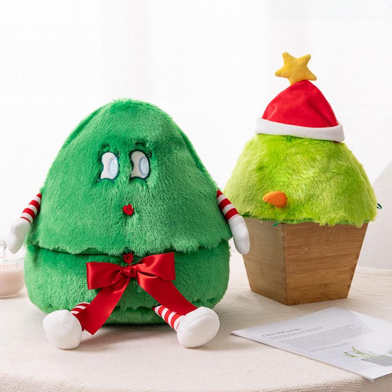 Christmas Tree Doll Pillow Cover - Red Holiday Decor for Sofa, Bed, or Living Room