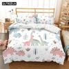 Cute Cartoon Dinosaur Print Polyester Bedding Sets Child Kids Covers Boys Bed Linen Set For Teens King Size Bedding Set